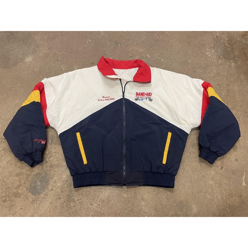 Vintage Dale Jarrett Band-Aid Jacket Mens XL Blue NASCAR Racing Made USA 90s